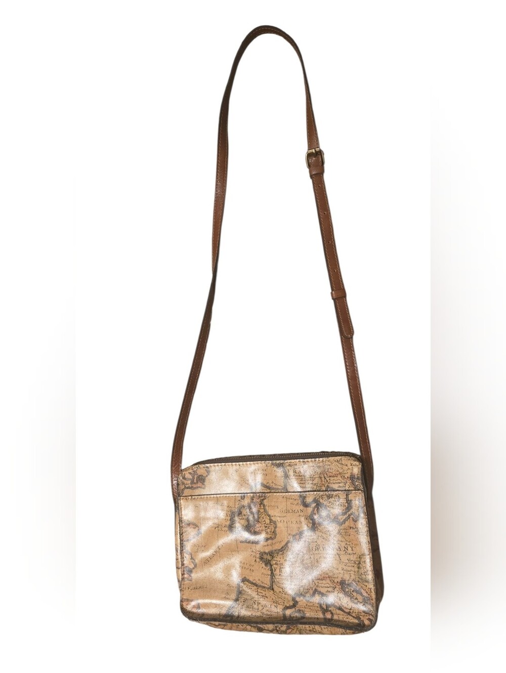 Patricia Nash European Map Print Crossbody Bag Leather